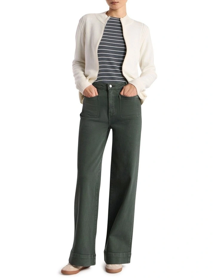 Zip Thru Merino Cardigans in Ivory image 2