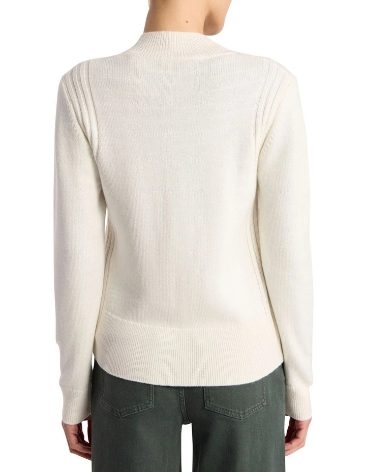 Zip Thru Merino Cardigans in Ivory image 5