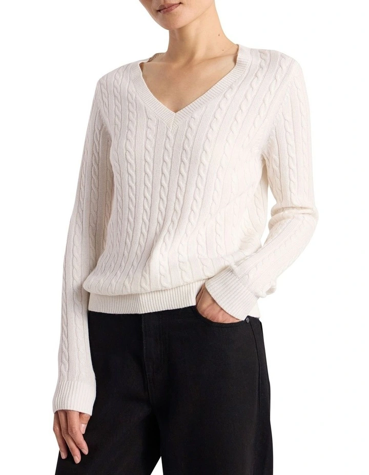 Everyday Cable Knit Jumper in Ivory image 1