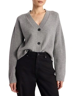 Zulu Merino Cardigan in Grey Melange