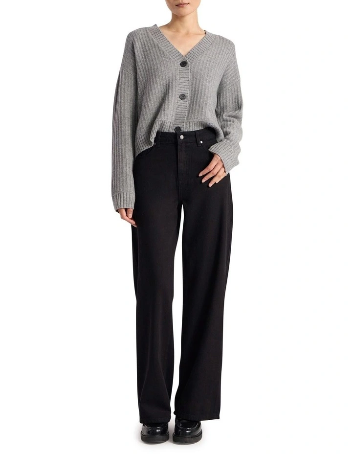 Zulu Merino Cardigan in Grey Melange image 2