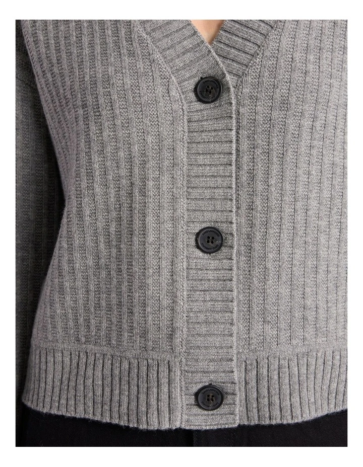 Zulu Merino Cardigan in Grey Melange image 3