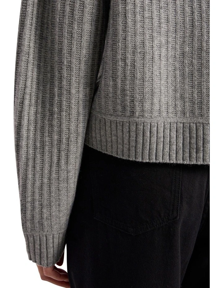 Zulu Merino Cardigan in Grey Melange image 4