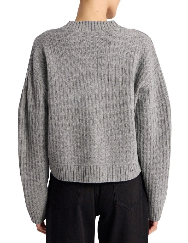 Zulu Merino Cardigan in Grey Melange image 5