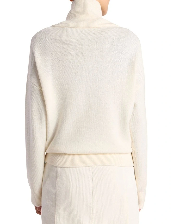 Eros Merino Polo Knit Jumper in Ivory image 5