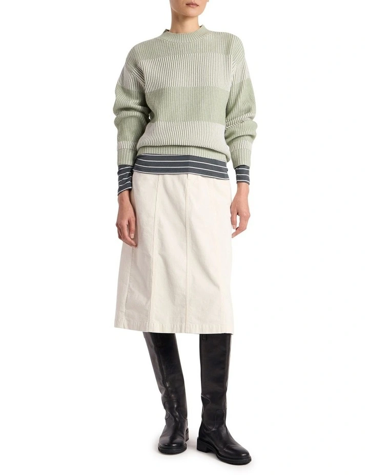 Lottie Merino Knit Jumper in Mojito Green Stripe image 2