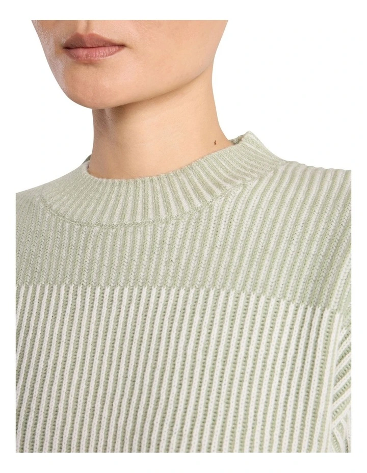Lottie Merino Knit Jumper in Mojito Green Stripe image 3