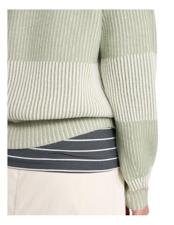 Lottie Merino Knit Jumper in Mojito Green Stripe image 4