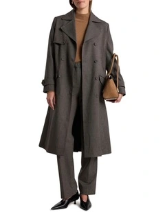 Tasman Trench Coat in Brown Multi