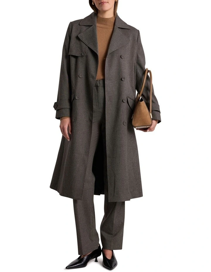 Tasman Trench Coat in Brown Multi image 1