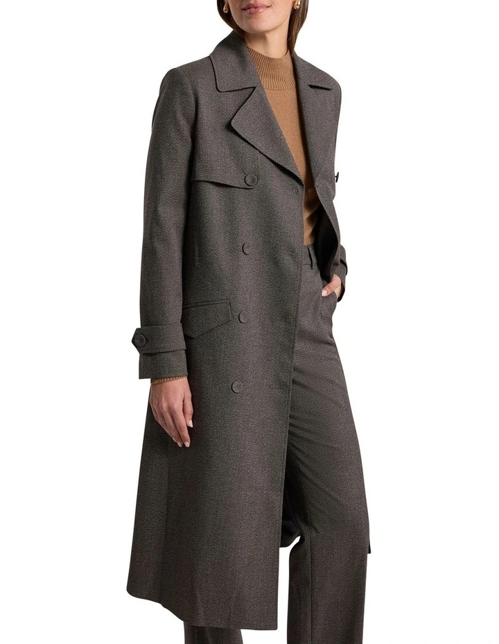 Tasman Trench Coat in Brown Multi image 2
