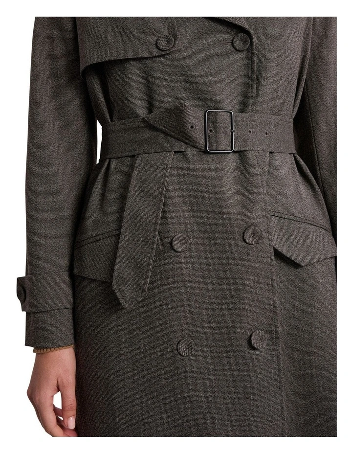 Tasman Trench Coat in Brown Multi image 3