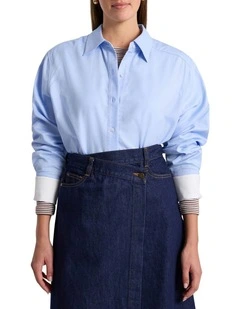 Jessica Cotton Shirt in Light Blue