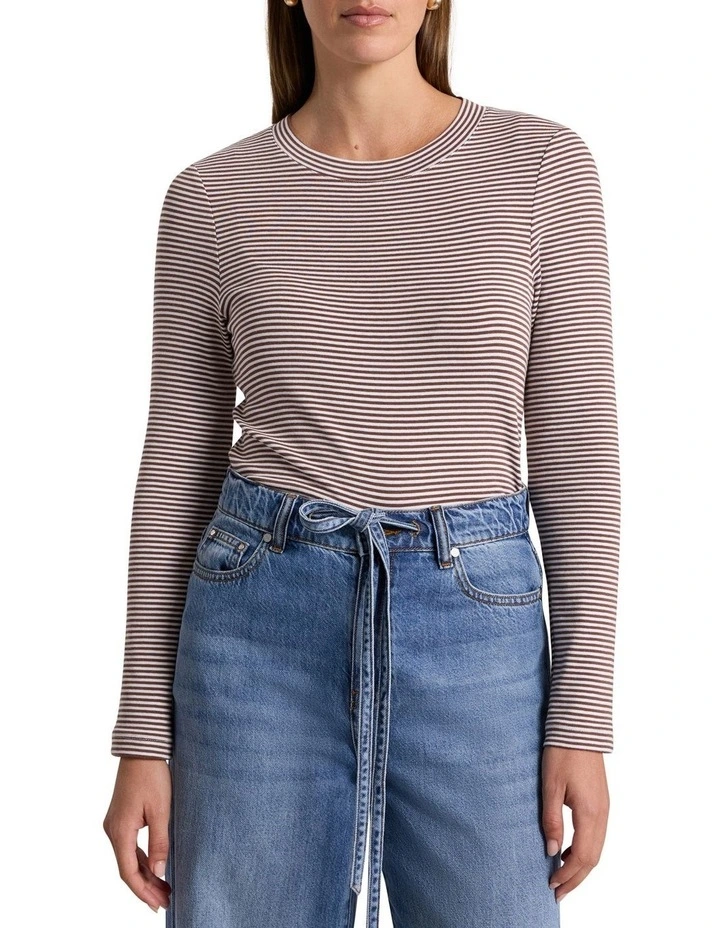 Margie Stripe Top in Nutmeg Stripe image 1