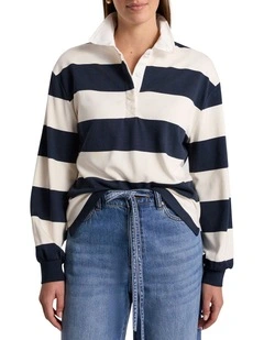 Aria Rugby Top in Navy Stripe