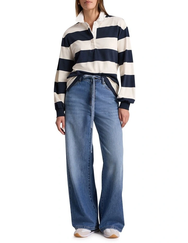 Aria Rugby Top in Navy Stripe image 2