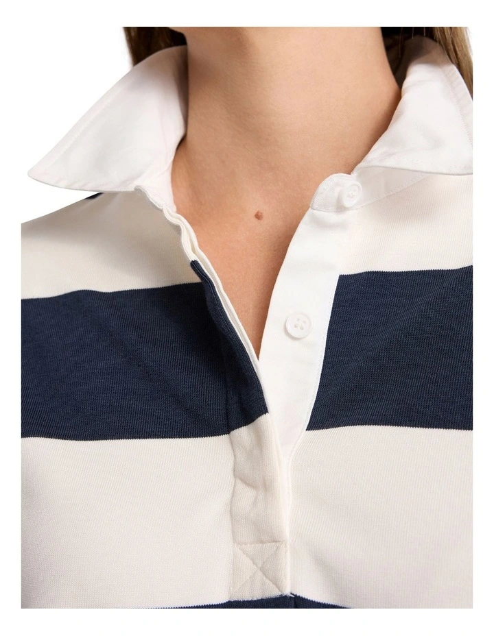 Aria Rugby Top in Navy Stripe image 3