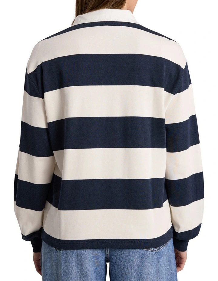 Aria Rugby Top in Navy Stripe image 5