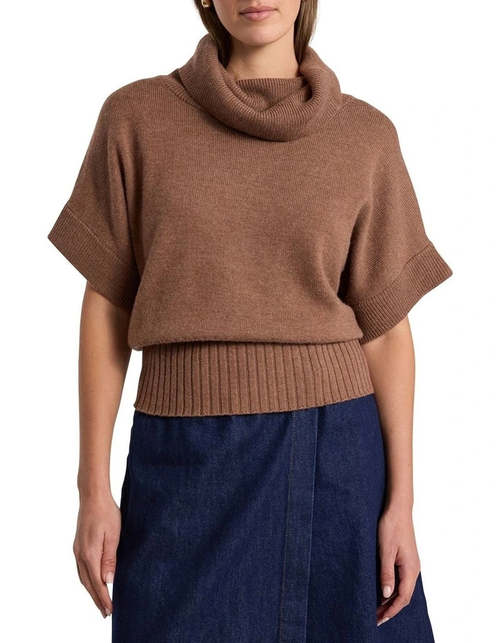 Roll Neck Gilet in Nutmeg image 1