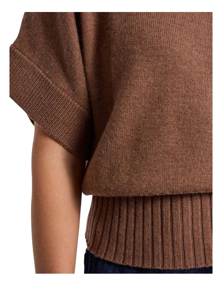 Roll Neck Gilet in Nutmeg image 4