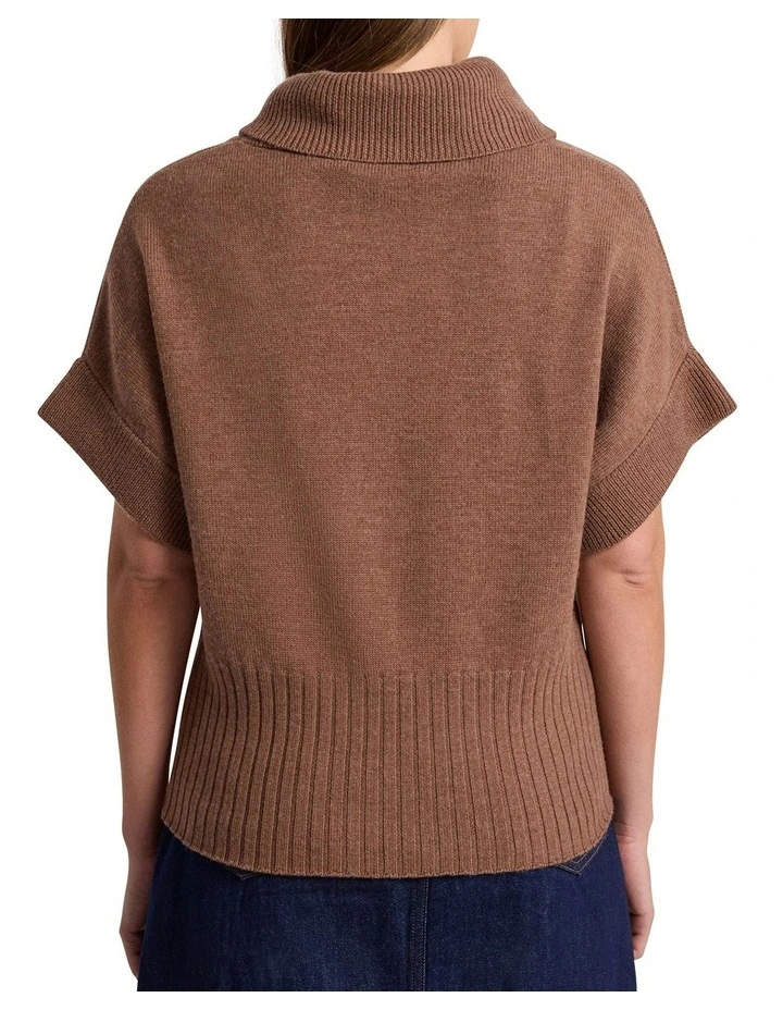 Roll Neck Gilet in Nutmeg image 5