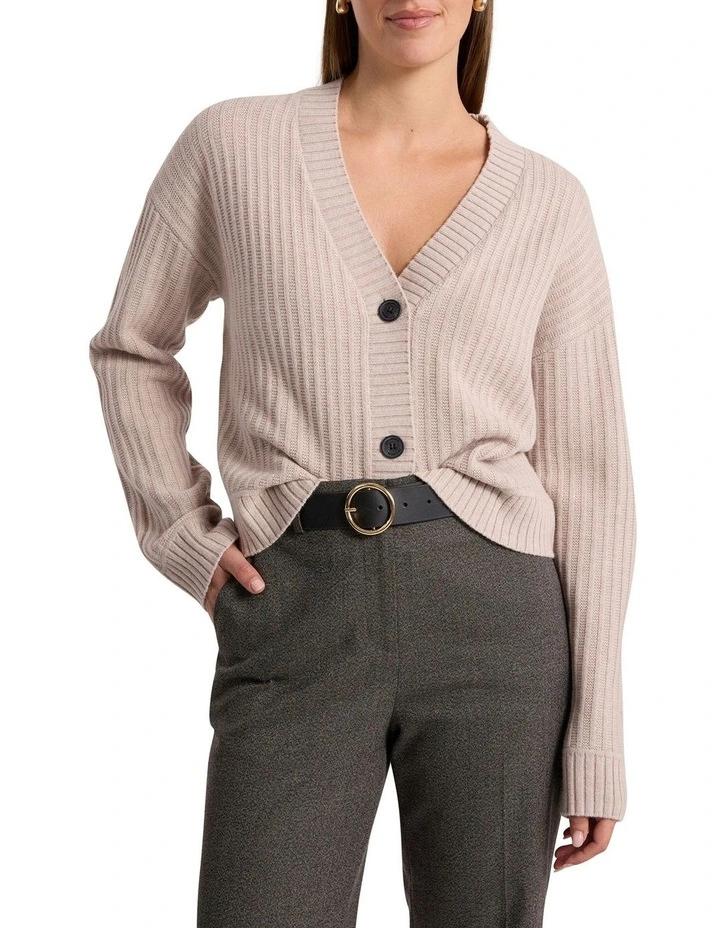 Zulu Merino Cardigan in Pebble image 1