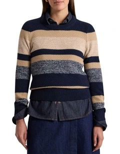 Delilah Merino Blend Knit in Navy Stripe