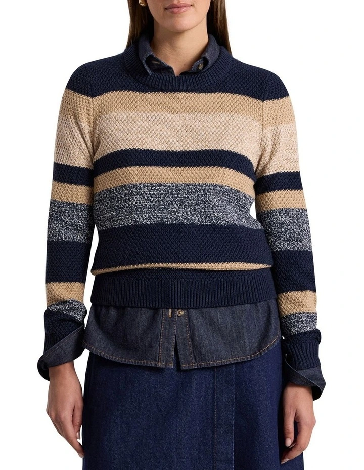 Delilah Merino Blend Knit in Navy Stripe image 1