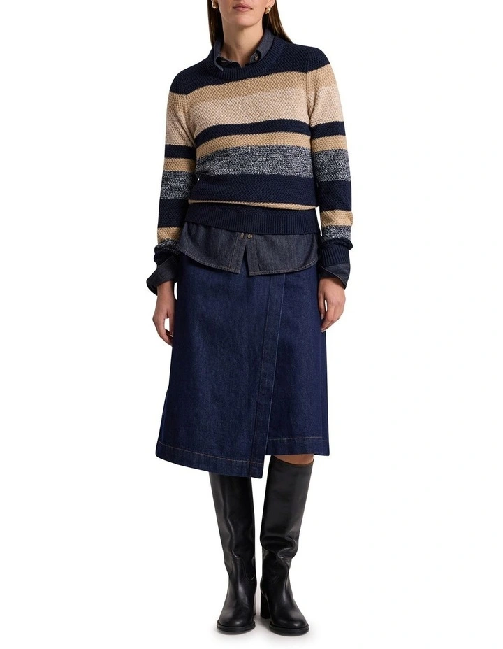 Delilah Merino Blend Knit in Navy Stripe image 2