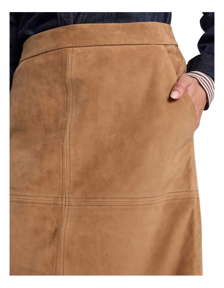 Tanzie Suede Pencil Skirt in Caramel image 3