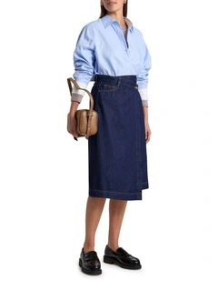 Camilla Denim Wrap Skirt in Indigo