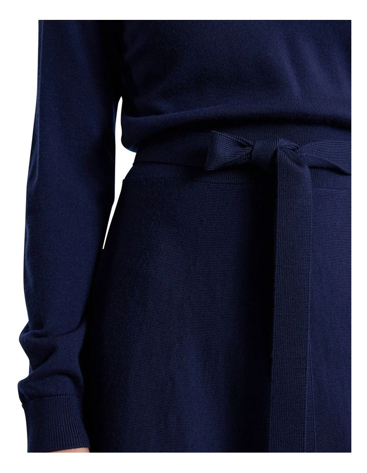Indira Merino Knit Polo Dress in Navy image 3