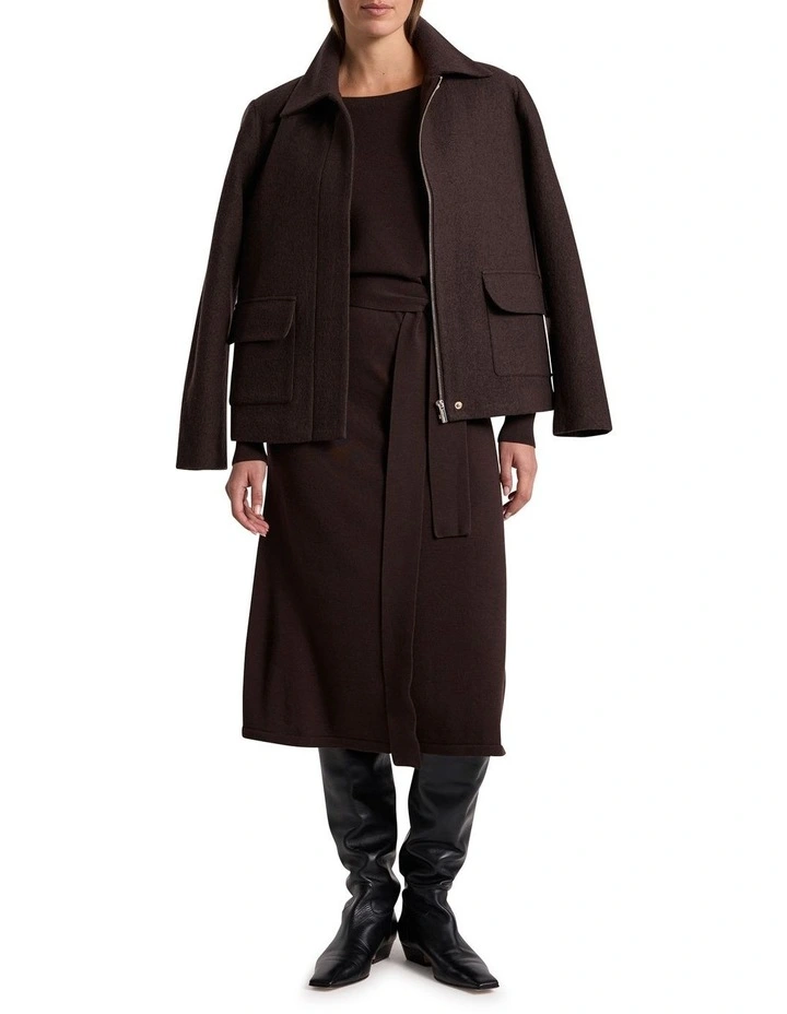 Shyla Merino Knit Dress in Coffee image 2