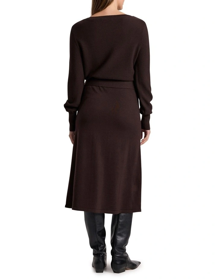 Shyla Merino Knit Dress in Coffee image 5