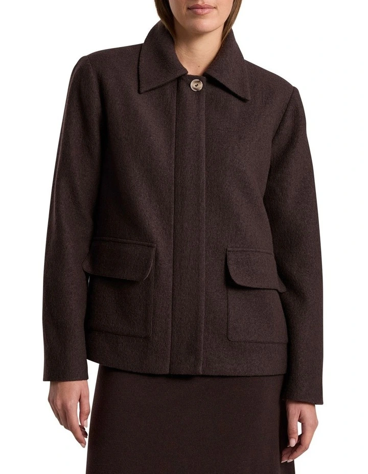 Seren Felted Wool Jacket in Coffee image 1