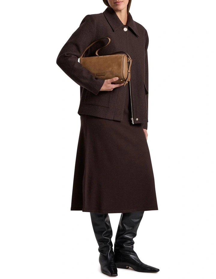 Seren Felted Wool Jacket in Coffee image 2