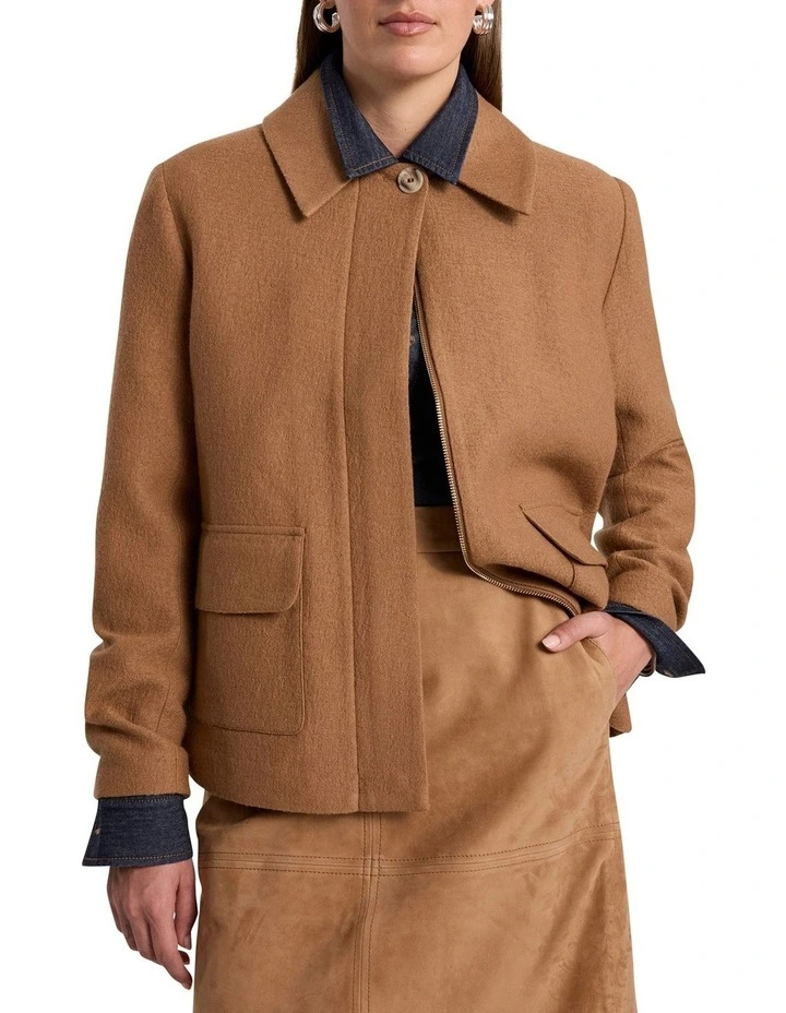 Seren Felted Wool Jacket in Caramel image 1