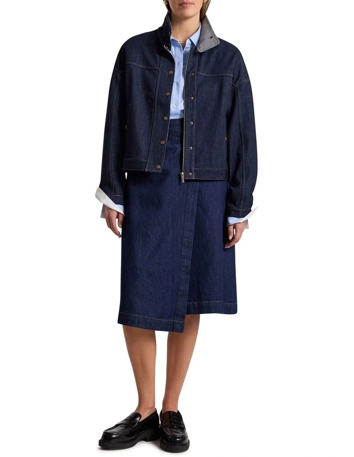 Shay Crop Denim Jacket in Indigo image 2