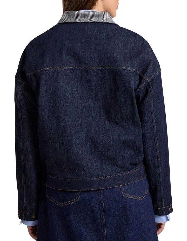 Shay Crop Denim Jacket in Indigo image 5