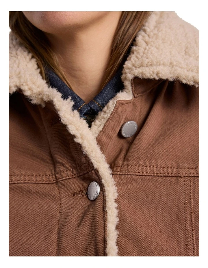 Layla Sherpa Jacket in Nutmeg image 3