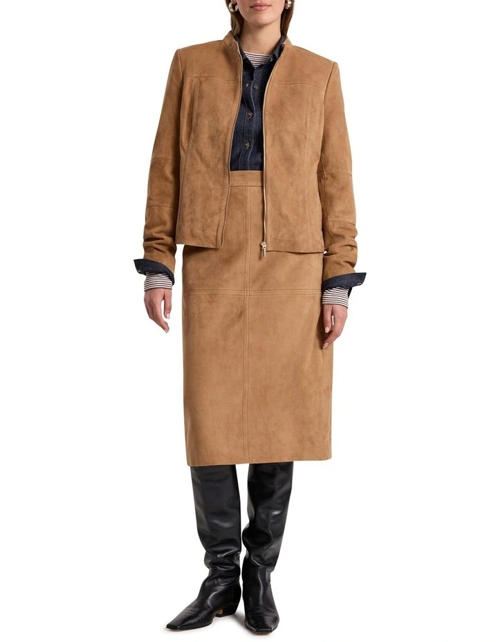 Paignton Suede Leather Jacket in Caramel image 2