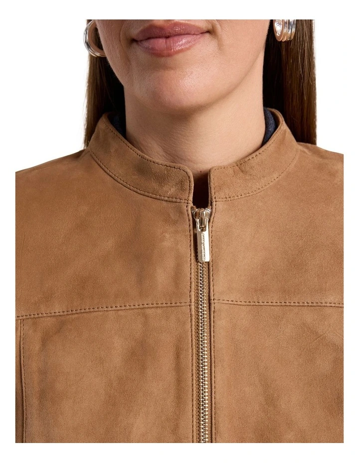 Paignton Suede Leather Jacket in Caramel image 3