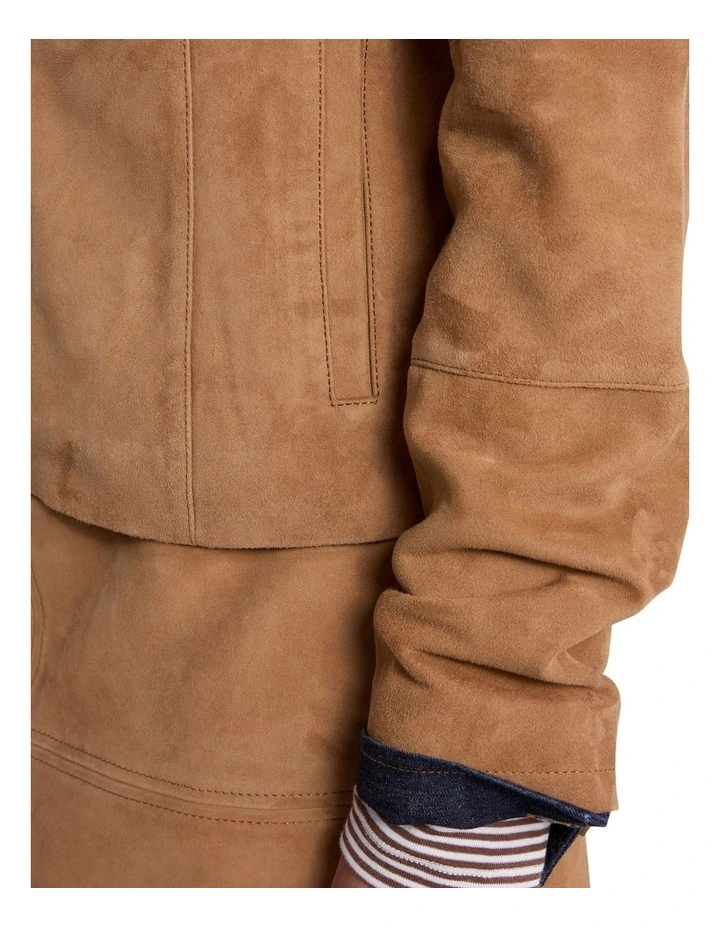 Paignton Suede Leather Jacket in Caramel image 4