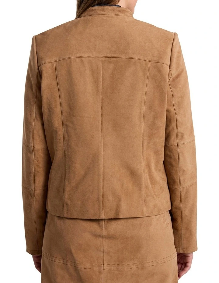 Paignton Suede Leather Jacket in Caramel image 5
