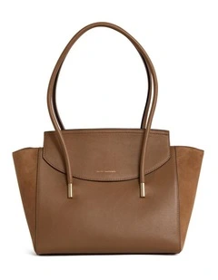 Velda Suede Leather Tote Bag in Caramel