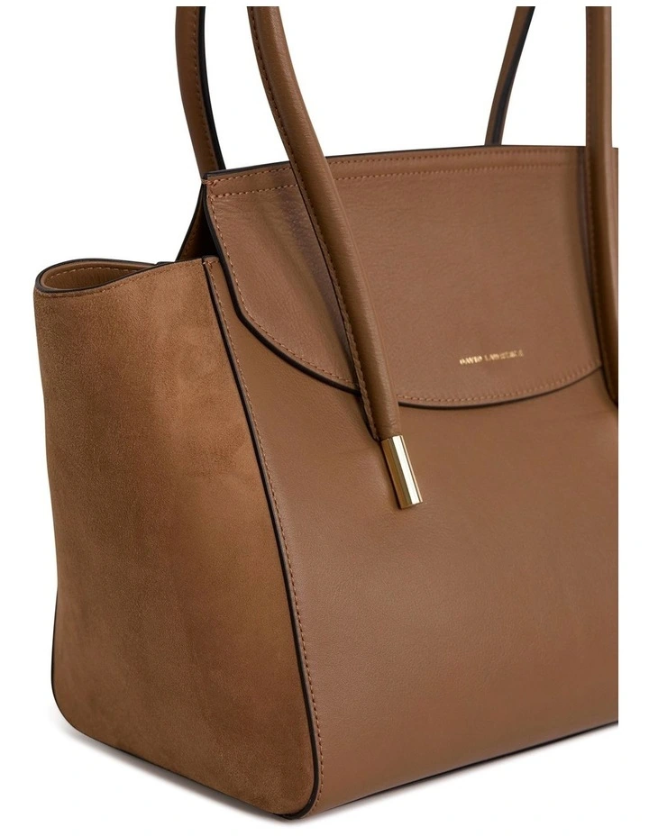 Velda Suede Leather Tote Bag in Caramel image 2