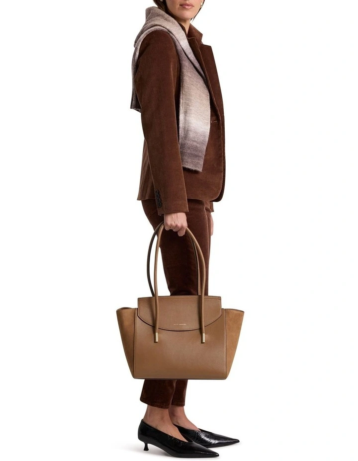 Velda Suede Leather Tote Bag in Caramel image 5