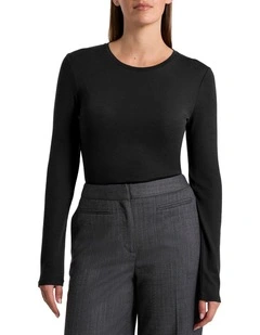 Lorelai Long Sleeve Babywool Top in Black