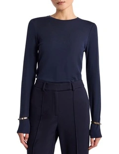 Lorelai Long Sleeves Babywool Top in Midnight