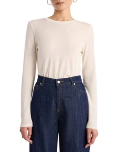 Lorelai Long Sleeves Babywool Top in Ivory